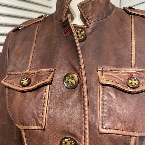 ASO Serena van der Woodsen Leather Tory Burch Jacket - 2 - Picture 8 of 9